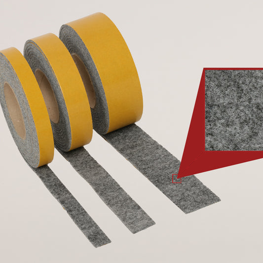 Filzrolle, ca. 1,5-2 mm stark, 50 mm breit, RL: 25 m, Fb. grau-meliert, selbstklebend