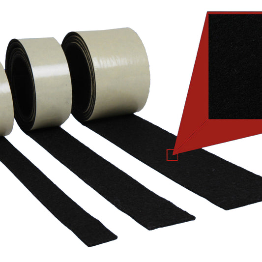 Filzrolle, ca. 2 mm stark, 10 mm breit, Fb. schwarz, RL: 25 m, selbstklebend