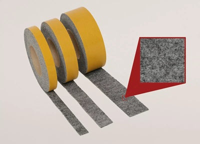 Filzrolle, ca. 3 mm stark, 30 mm breit, Fb. grau-mel., RL: 25 m, selbstklebend